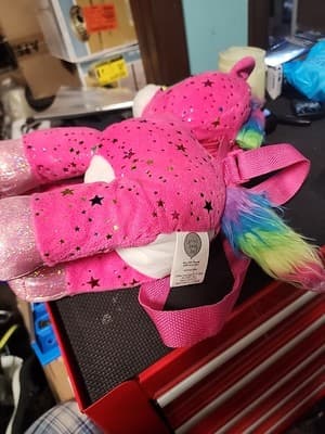 Carries Away Bags Fiesta Twinkle Bright Pink Unicorn Plush Stuffed Shoulder Bag - Thumbnail 3