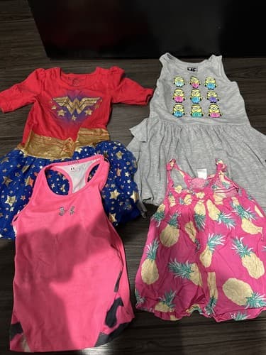 Lot of 4 Girls Toddler Clothes Dress And Shirt Size 5T - Image 1