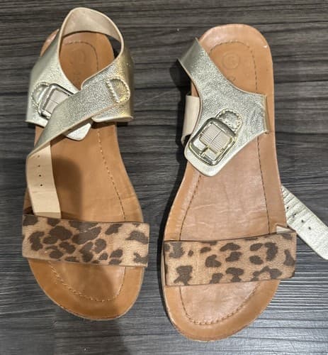 Girls' Kamila Leopard Print Buckle Ankle Strap Sandals - Cat & Jack - SIZE 5 - Image 1