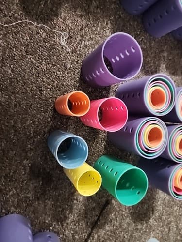 36 Vintage Rainbow Colors Plastic Nesting Hair Curlers Rollers - Thumbnail 2