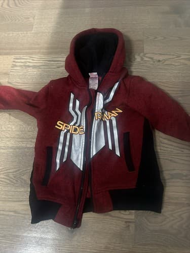 Marvel Spiderman Toddler Jacket 5/6 T - Red - Front Zipper -Fleece - Image 1