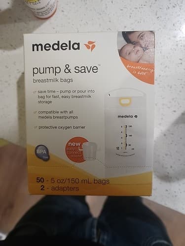 Medela Pump and Save NIB 50 Breast Milk Bags Plus 2 Adapters - Image 1