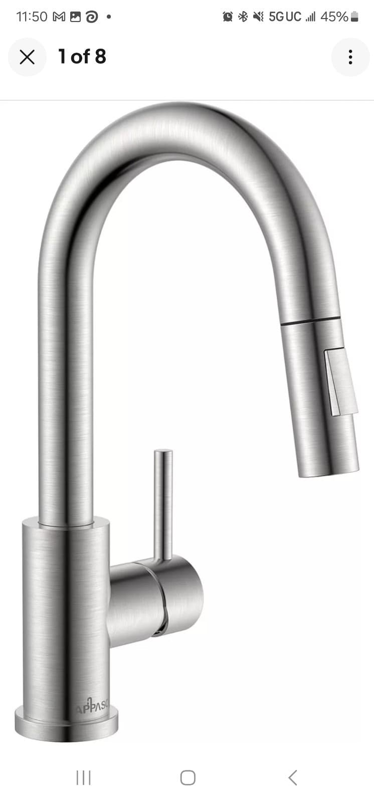 Appaso Bar Sink Faucet Kitchen Stainless Steel Pull Down sprayer Brushed Nickel - Image 1