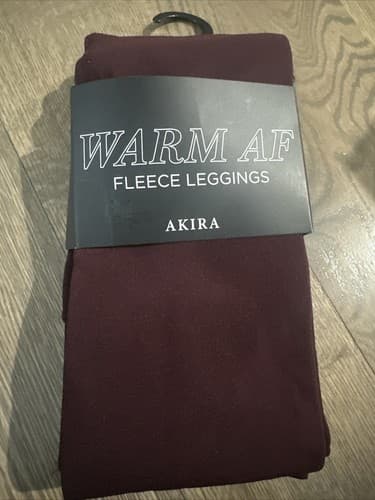 AKIRA Women's One Size Burgundy LEGGINGS COZY Warm AF - Image 1
