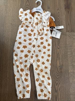 baby girl jumpsuit 3 Piece set with headband by Nicole Miller 24m - Image 1