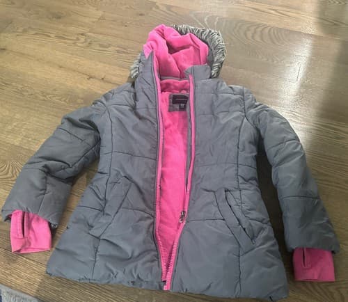 Calvin Klein Youth Medium (8-10) Grey/Pink Fleece Lined Winter Coat - Image 1
