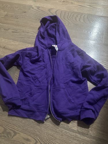 Hanes Sweater Youth Girls Size M Purple Full Zip Long Sleeve - Image 1