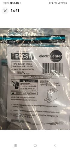 Electricenter ECCS1 Lug, Copper Strap 14AWG to 1/0AWG for Ground Bars - Image 1