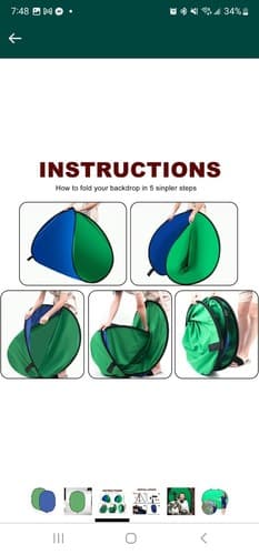 5X 6.5ft Portable Green Screen FREE SHIP Double-Sided 2-in-1 Blue Blue & Green - Thumbnail 2