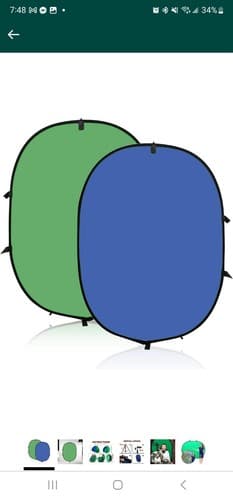 5X 6.5ft Portable Green Screen FREE SHIP Double-Sided 2-in-1 Blue Blue & Green - Image 1