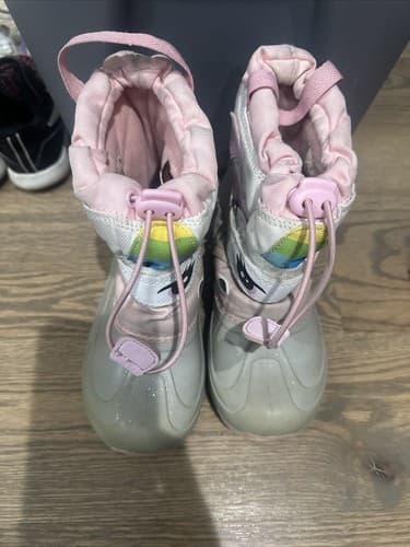 Girls Snow Boots- Size 12, Pink And White. - Image 1