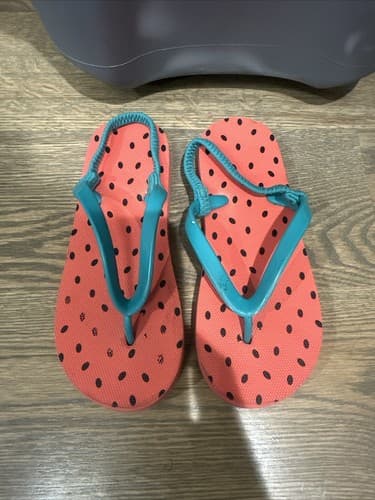 girls flip flop Red white polka dot size 11/12 - Image 1