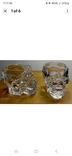 Crystal Head Vodka SKELETON Skull HEAD SHOT GLASSES Set of 2 Clear - Image 1