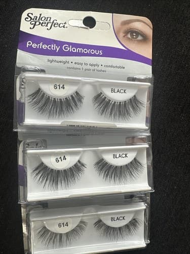 Lot of 3 SALON PERFECT PERFECTLY GLAMOROUS Faux Lashes No.614 Black - Image 1
