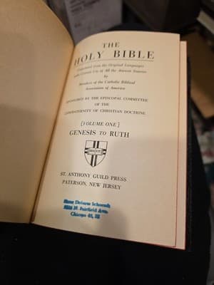 1953 THE HOLY BIBLE Genesis to Ruth Vol 1 Catholic Confraternity Ed Leatherbound - Thumbnail 3