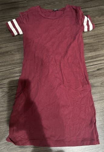 Ambiance Shirt Jersey Dress Medium Maroon Long Sleeve Stripe SOFT - Image 1