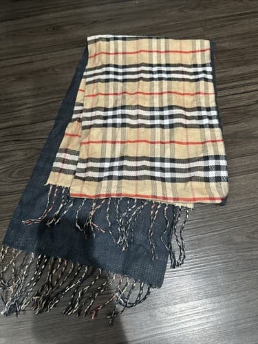 Vtg Burberry Scarf 100% Cashmere Beige Nova Check Scarf Made In England - Image 1
