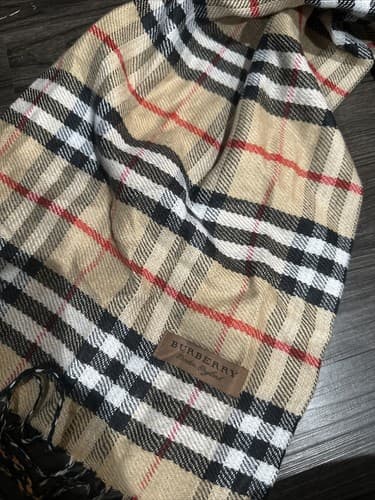Vtg Burberry Scarf 100% Cashmere Beige Nova Check Scarf Made In England - Thumbnail 2