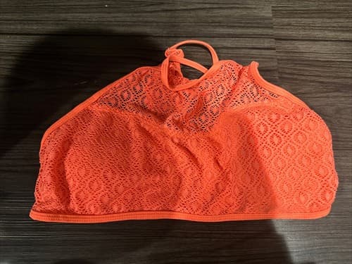 NO BOUNDARIES BIKINI TOP Orange Lettuce Edge Women’s Size L (11-13) - Image 1