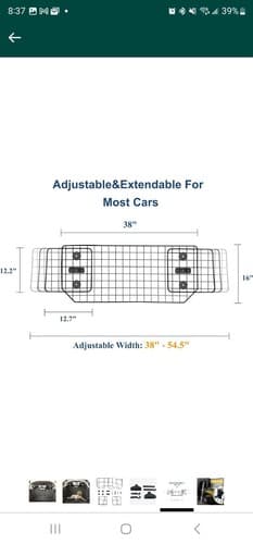 CASIMR Dog Car Barrier for SUVs,Vehicles, Cars, Adjustable Large Pet Gate - Thumbnail 3