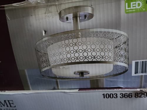 Home Decorators CollectionToberon 14 in. 1-Light Brushed Nickel LED Semi Flush M - Image 1