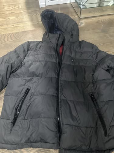 Men's Tommy Hilfiger Large Puffy Coat Grey/Plaid RN# 54163 - Image 1