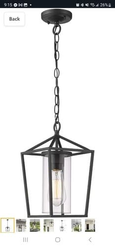 Emliviar Modern Outdoor Pendant Light, 1-Light Hanging Clear Glass, 20065H BK - Image 1