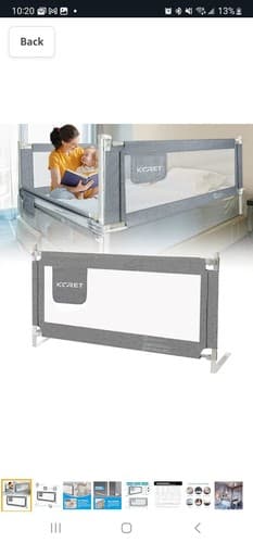 KCRET Bed Rail for Toddlers,Upgraded Infants Safety Guardrail (59“×30”, Gray) - Image 1