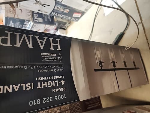 Hampton Bay Regan Espresso Linear Kitchen Chandelier w/ Glass Shades - Image 1