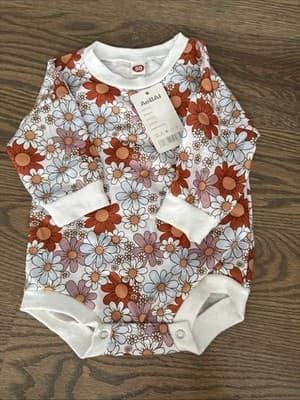 AeBAI girls' bodysuit long sleeve, Flowers 80 cm - Image 1