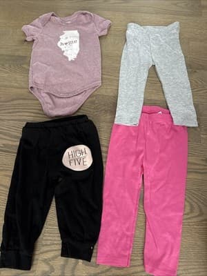 Lot Of 4 Baby Girl Size 6-9 Months Bodysuit And Pants - Image 1
