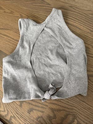 Forever 21 Crop Top Gray Small Open Back - Thumbnail 2