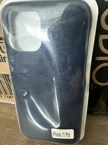 IPHONE 11 PRO PLASTIC LEATHER CASE - Dark Blue - Image 1