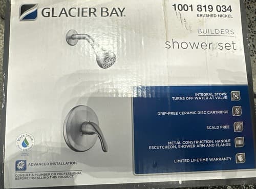 Glacier Bay Builders 1-Handle 1-Spray Press. Balance Shower Faucet in B. Nickel - Thumbnail 2