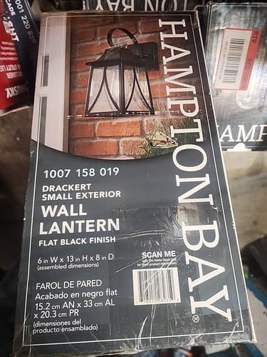 Hampton Bay Drackert 13 in. Outdoor Wall Light with Seedy Glass - Image 1