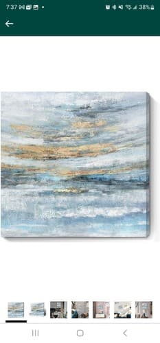 Wall Art Abstract Canvas Print Framed Modern Blue Ocean Picture Coastal Sunset - Thumbnail 2
