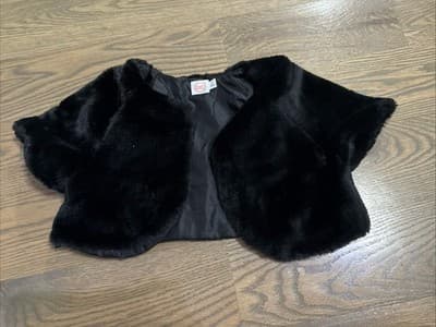 Wonder Nation Girls Kids Size 12 Fuzzy Black Dress Bolero Faux Fur Shell - Image 1