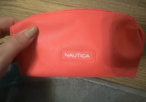 Women's Nautica Makeup Bag Orange/pink And Navy Blue Inside - Thumbnail 2