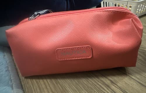 Women's Nautica Makeup Bag Orange/pink And Navy Blue Inside - Image 1