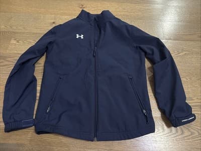 Under Armour Youth Navy Jacket Full Zip Pockets Loose Size YLG - Image 1