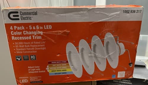 5"/6" Color Selectable 2700K-5000K Integrated LED Recessed Trim Light 4-Pack - Image 1