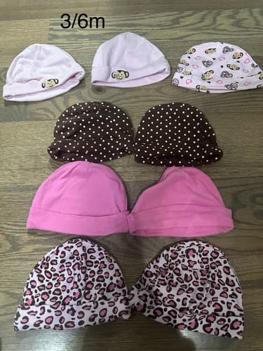 Size 3/6 Month Baby Girl Soft Hats Bundle Of 9 - Image 1