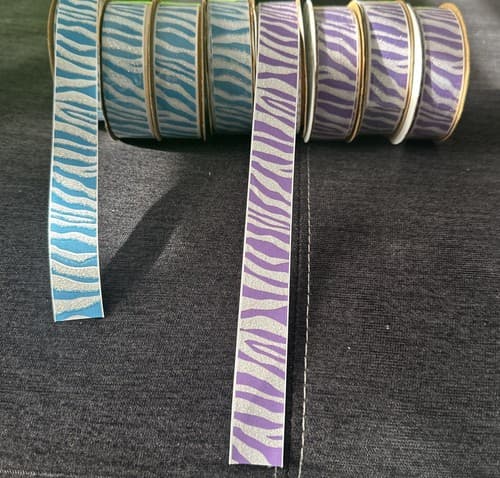 7/8in x 9ft Blue And Purple Ribbons With Glitter 8 Pack - Image 1