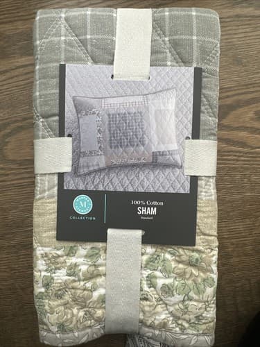 NEW Pillow Covers 20' X 28' King Standard Sham Neutral Printed Patchwork - Image 1