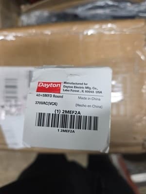DAYTON 2MEF2 Dual Run Capacitor,40/5 MFD,4 5/8"H 2MEF2 - Thumbnail 2