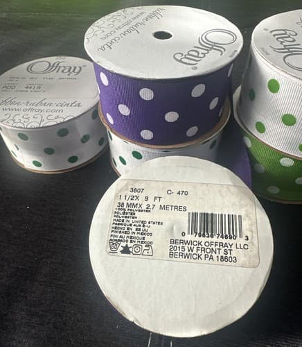 1 1/2in x 9ft Polka Dot Ribbons Assorted Colors 8 Pack - Thumbnail 2
