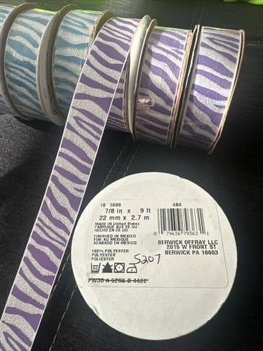 7/8in x 9ft Blue And Purple Ribbons With Glitter 8 Pack - Thumbnail 2