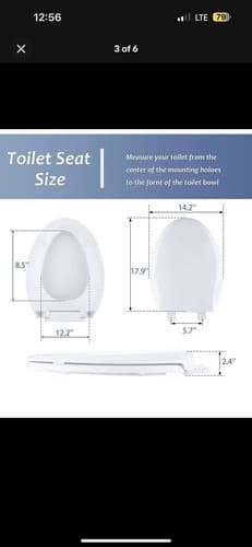 UERRIC ELONGATED TOILET SEAT WITH ALL HARDWARE SOFT CLOSE - Thumbnail 2