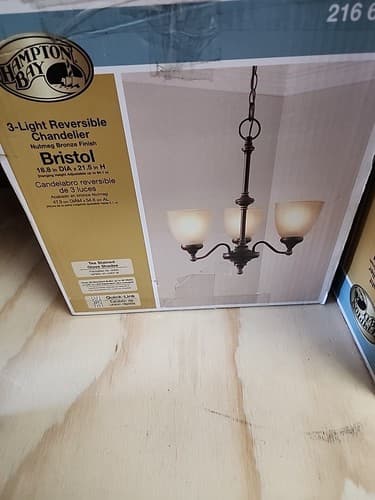 Hampton Bay Bristol 3-Light Nutmeg Bronze Finish Reversible Chandelier - Image 1