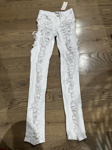 Blue Topic Juniors Size 3/4 White Mid Rise Stretch Denim Jeans - Image 1